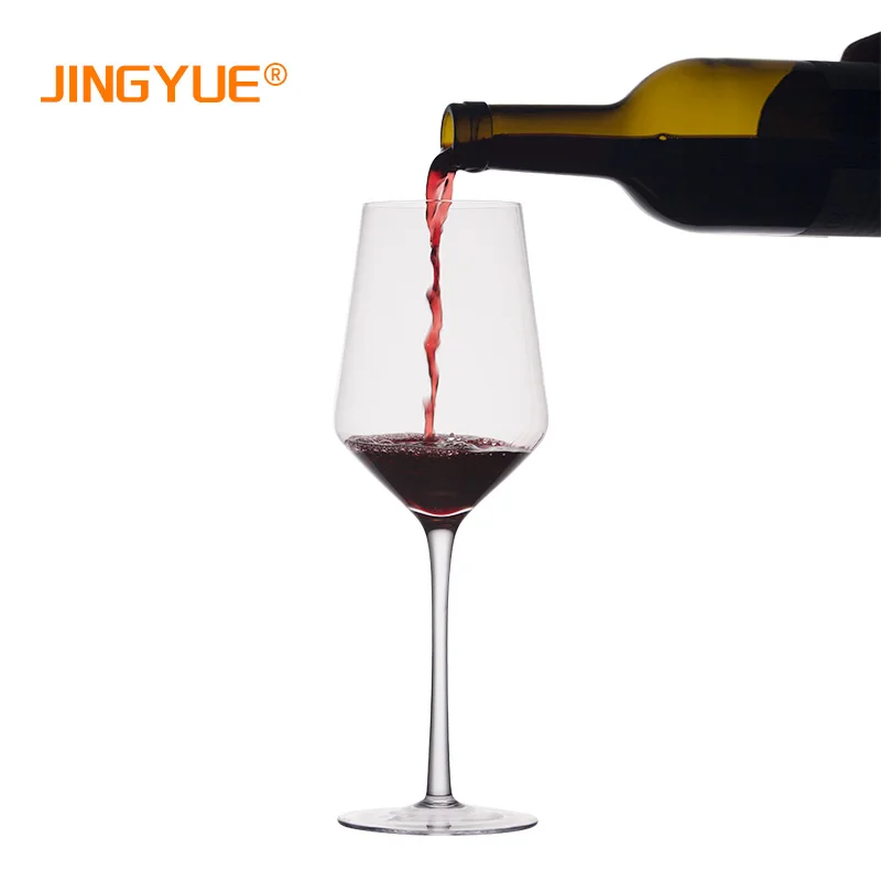 

JINGYUE Wuhan 2021 Hot Sale Custom Printed Italian Style Lead-Free Crystal Clear Burgundy Long Stem Goblet Red Wine Glasses