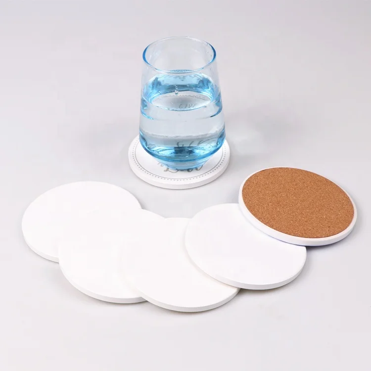 

Free sample coasters custom sublimation or UV printing round shape white ceramic blank tile coasters cup mats
