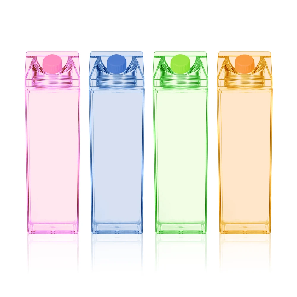 

Custom Logo Color 500ml 1000ml Bpa Free Juice Square Box Acrylic Plastic Clear Milk Carton Water Bottle