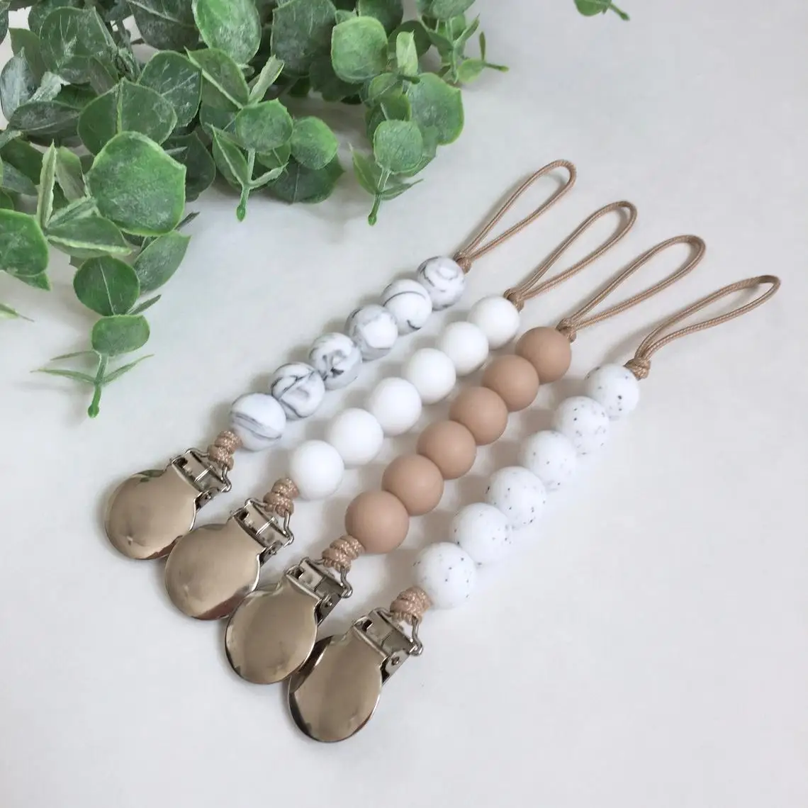 

New Arrival Infant Pure Color Silicone Teething Pacifier Clip Chain