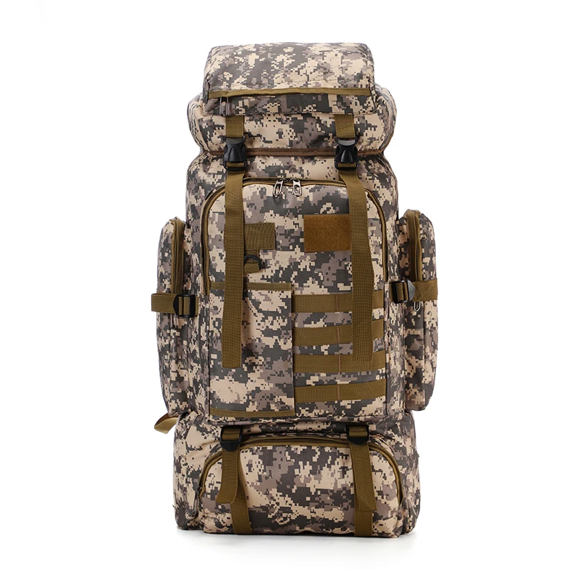 

Production of 80L large-capacity camouflage mountaineering bag waterproof travel bag