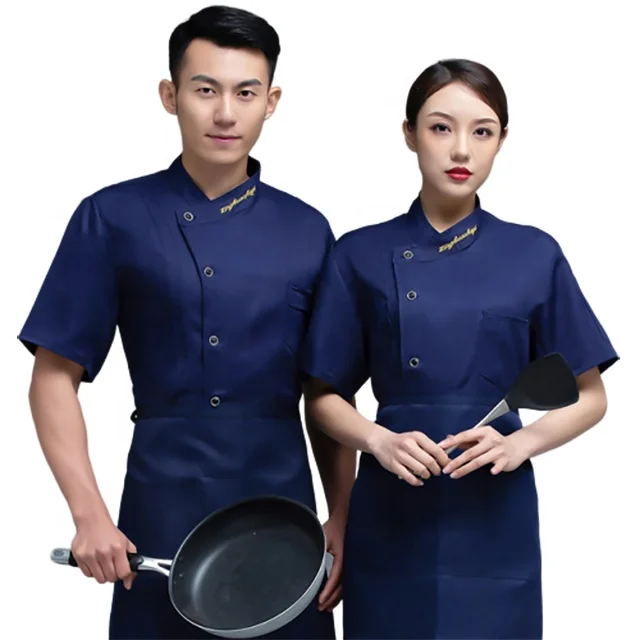 

SunYue Food Service Cooker Jacket Unisex Kitchen Chef Uniforms Short Sleeved Chef Shirt Double Breasted Wholesale Chef Coats, White