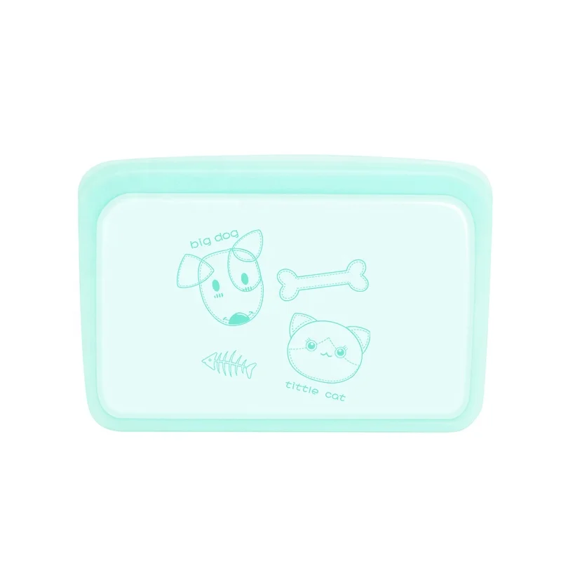 

Eco-friendly Dinner Silicone Travel Snack Bag Leak-proof Silicone Pet Bag, Light green, light blue, light pink, light gold, transparent or custom