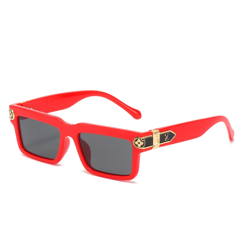 

Vintage Trendy Rectangular With Flower Decoration Front Of Frame Sunglasses 8226