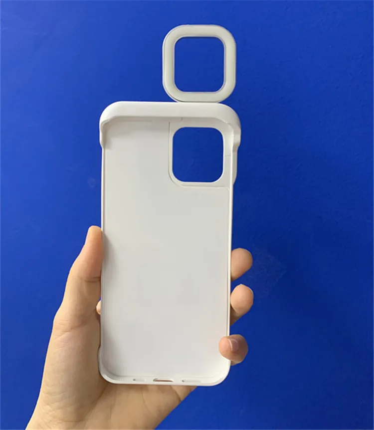 

For iphone 12 11 XS XR 7 8 Plus Fill LED Light Phone Case with Ring Flashing Mobile Phone Protective Case with Reverse Charging