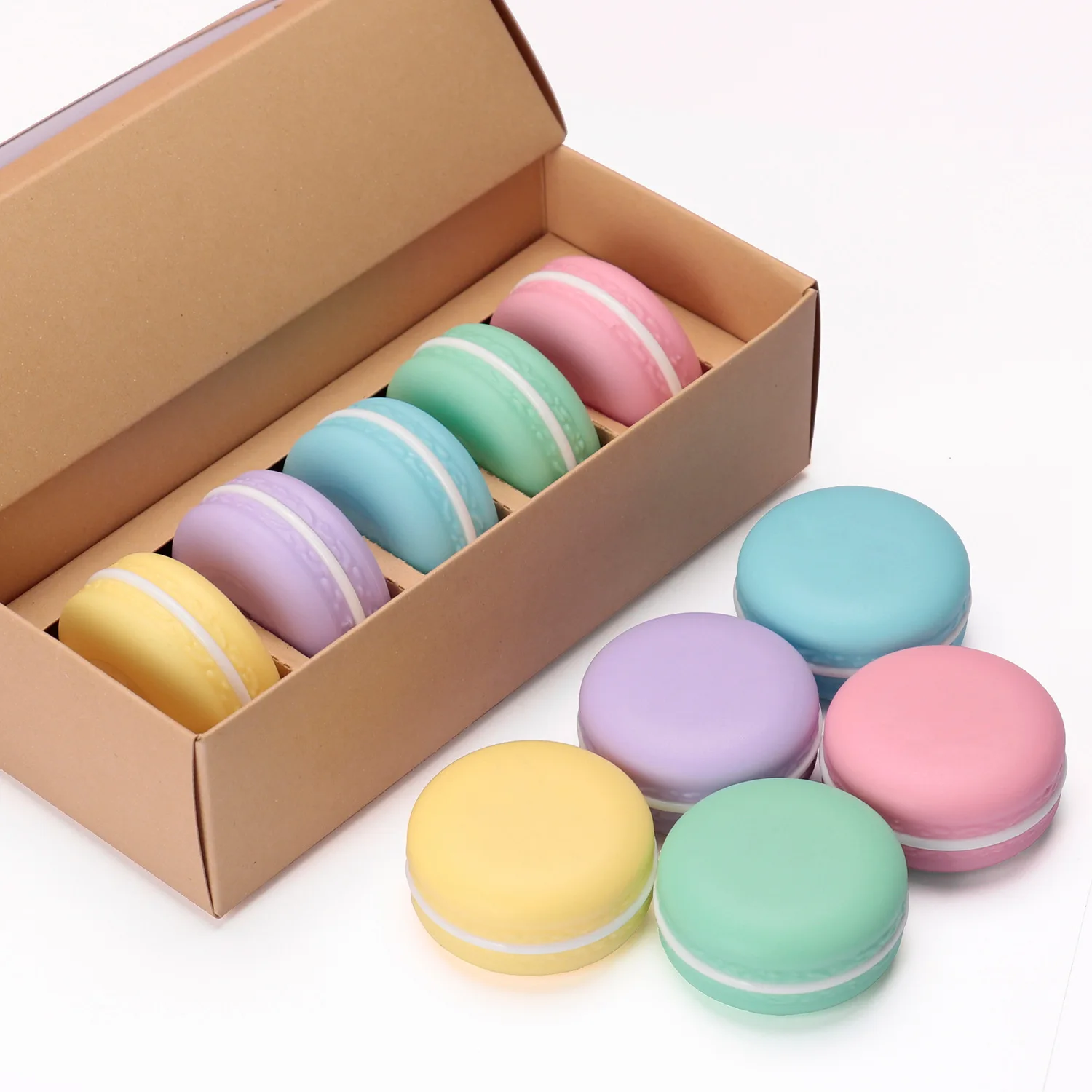 New Arrival Macaron Shape 5Pcs Lipstick Tubes Sets Fruit Flavour Lip Balm Tubes Kids Lip Balm Stick Moisturizing Fruit Lip Gloss