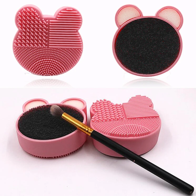 

Silicone Eyeshadow Sponge Cleaner Pink Purple Silicone Box Dry or Wet Use Quick Clean Silicon Makeup Brush Cleaner, Customized color