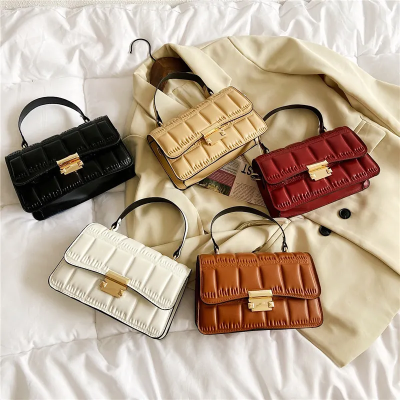 

2021 summer fashion Large capacity single crossbody bag simple chain bag vintage flap bag for woman, 5 colors