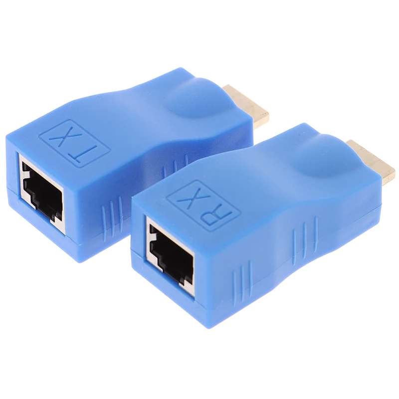 

Mini 4k 1 Pair RJ45 Ports HDMI Extender HDMI Extension to 30m Over CAT 5e / 6 UTP LAN Ethernet cable for HDTV HDPC, Blue