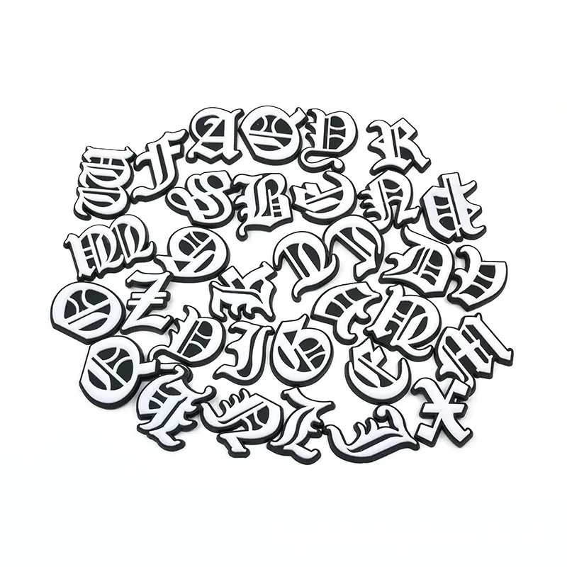 

Old alphabet Manufacturers wholesale Designer high quality Custom New leaves Soft PVC Shoe Charm used for Croc charms, As picture
