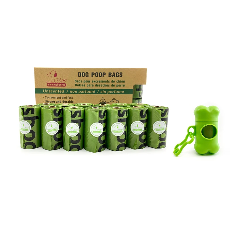 

Biodegradable pet waste dog poop bag factory disposable dog waste poop bag, Green