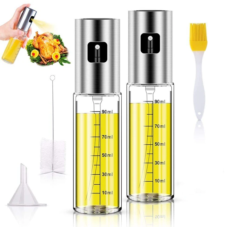 

Olive spray bottle set glass oil sprayer for kitchen cooking bbq salad, Transparent