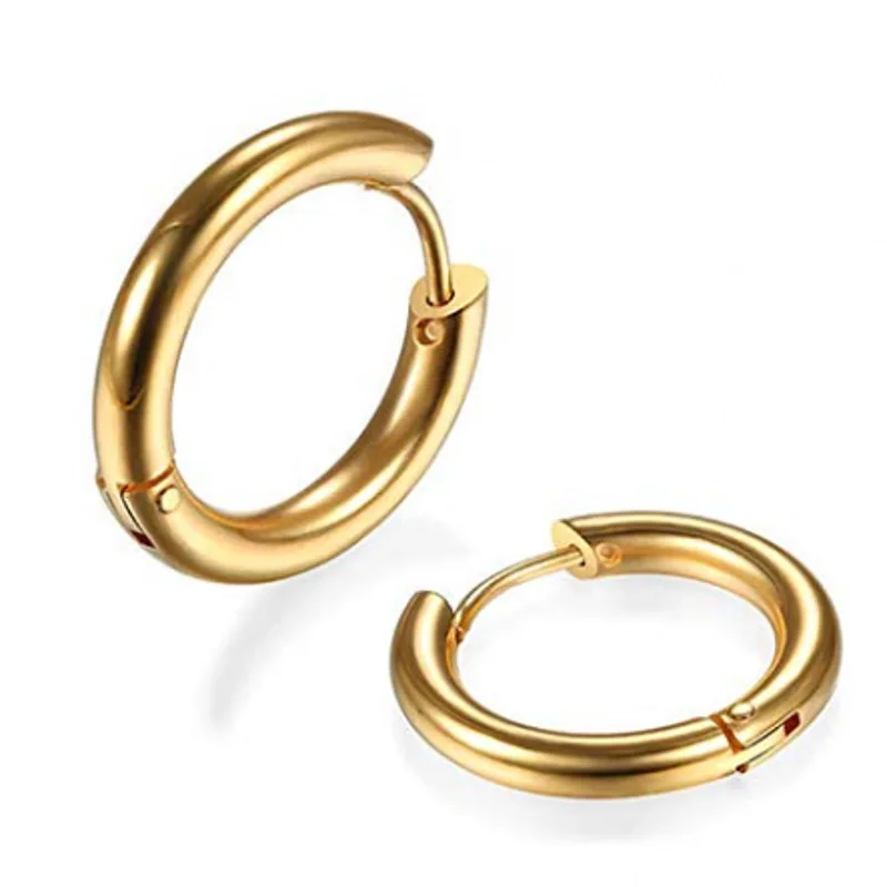 

OEM New Style Luxury Stainless Steel Golden Hoop Earrings Jewelry Ring