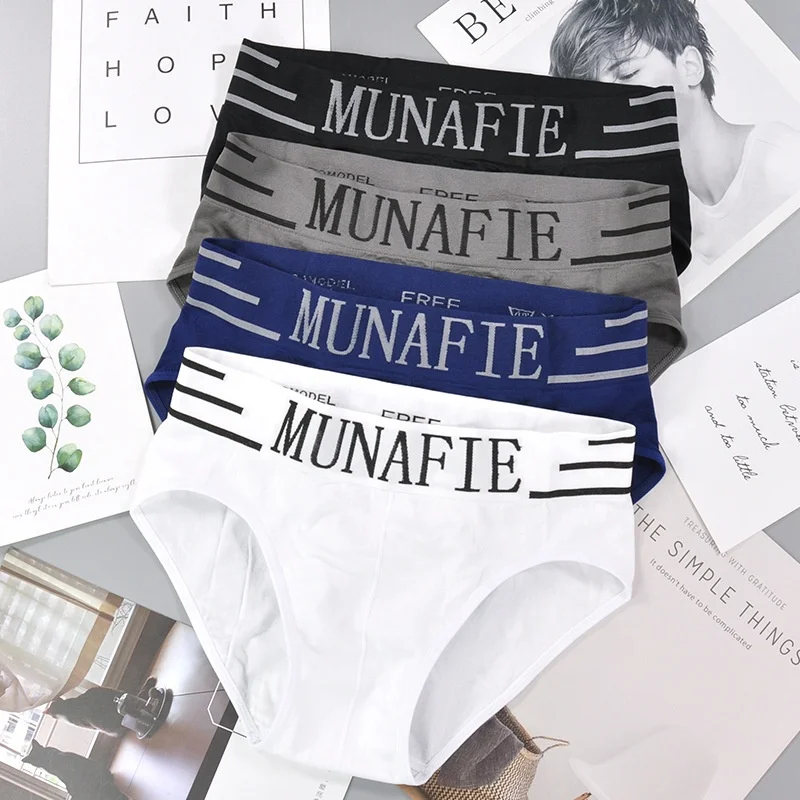 

Munafie Men's Fitness Panties Seamless Nylon Briefs Japanese Fashion Underwear men's Quality underwear, Black, white, dark gray, navy blue