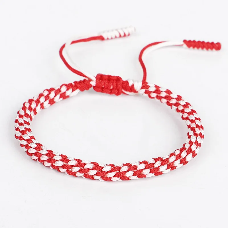 

Handmade Colorful Love Corn Knot Lucky Prayer Ethnic Red Tibetan Buddhist Braided Rope Bracelet Friendship Bracelets, Red, black