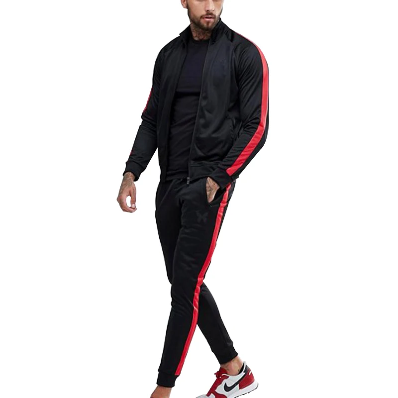 

Custom sport wear mens polyester track suit with side stripes, Can be customized