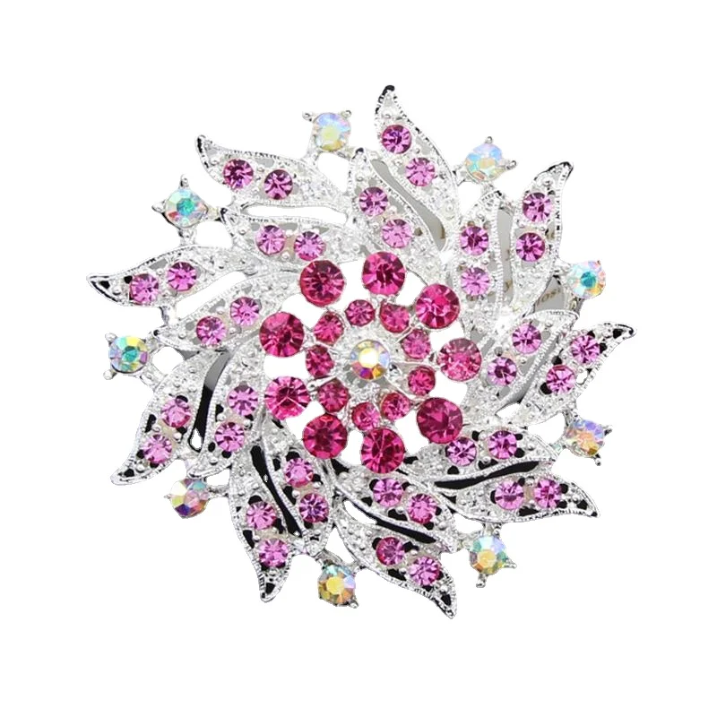 

Pretty Appealing Delicate Shining Flower Full Rhinestone Silver-color Planting Brooches for Women Brooch Pins Jewelry