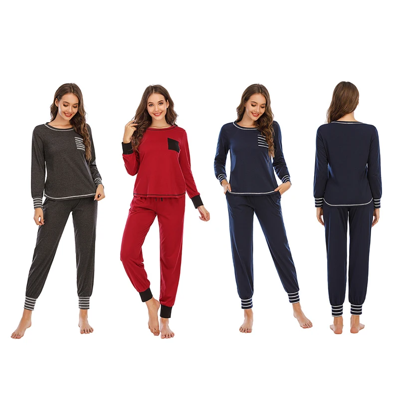 

2020 wholesale comfortable cotton sleepwear ladies casual pajama adult jumpsuit solid night sleepwear pajamas for women, As pic.