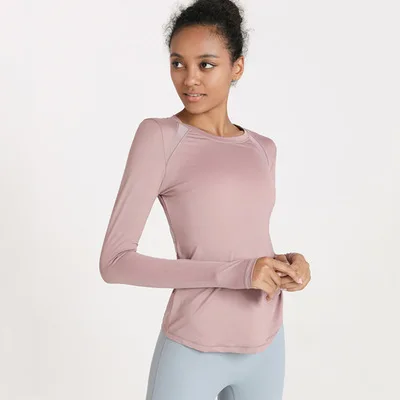 

Long Sleeve T-Shirt Quick Dry Breathable Piece Yoga Wear Long Sleeve Fitness Shirt, 5colors
