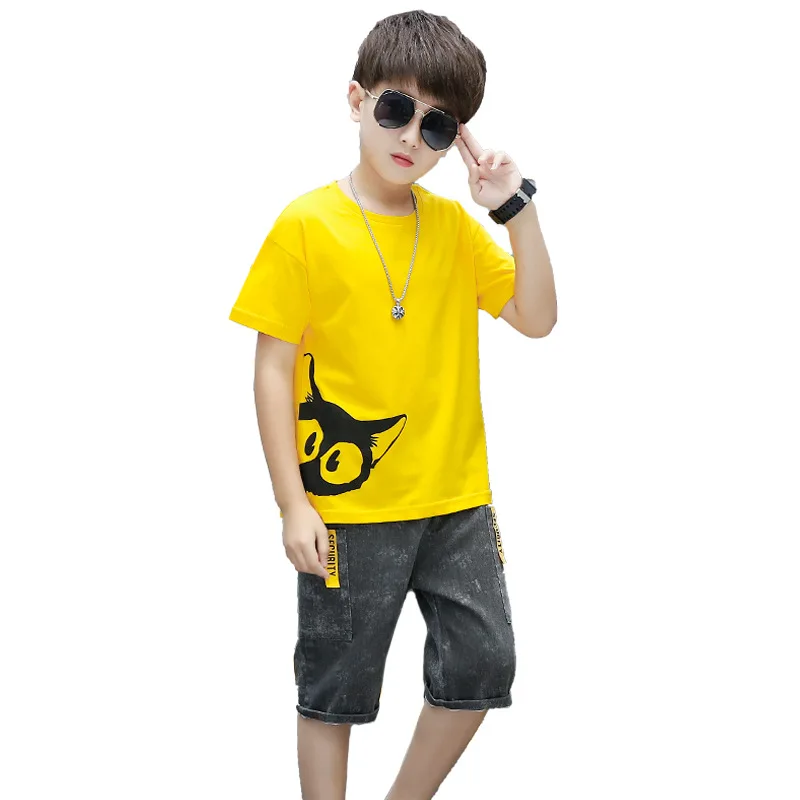 

Hot Selling Sports Suit Boys Clothes Sets Summer Cartoon Teenage Boy Clothing 2pcs Children Shorts Kids Tracksuit Set