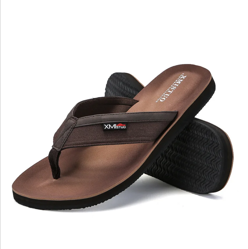 

ZY3073A New men's flip-flops wholesale beach slippers non-slip, Black/brown