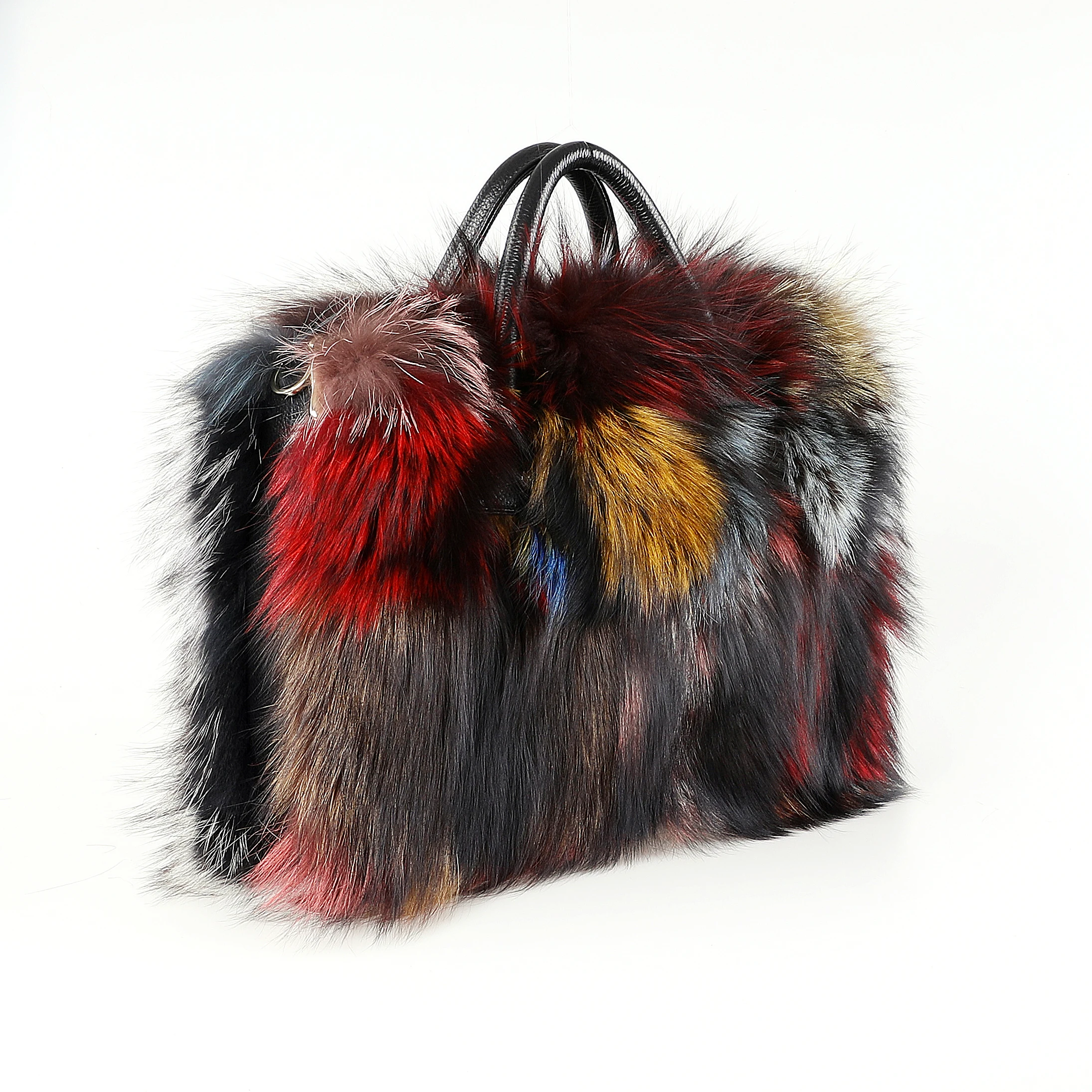 

Women Winter Genuine Fox Fur Shoulder Bag Large Tote Clutch Purse Handbag, Customized color