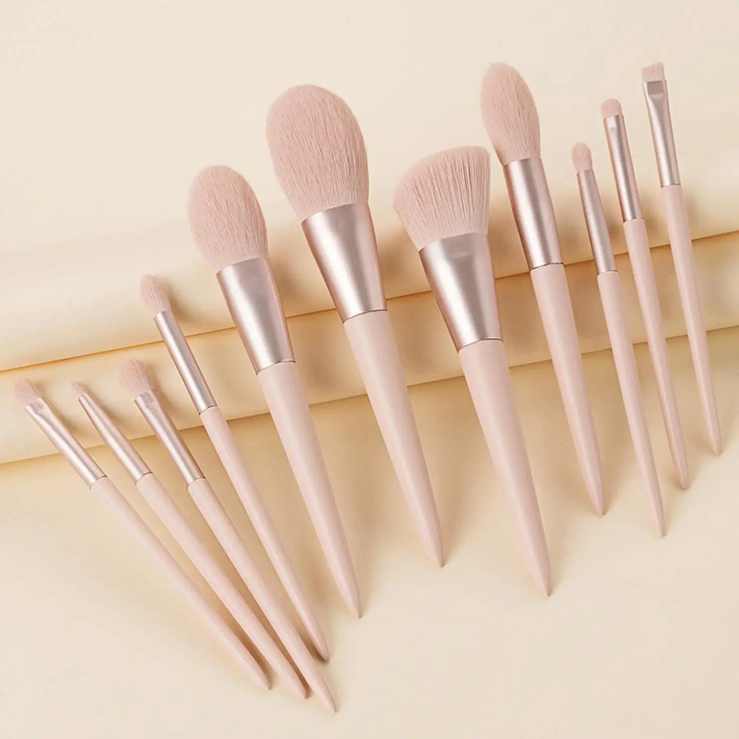 

New Design Factory Directly Supply Goat Hair Brush Private Label Soft Bristles Bling Organic Makeup Brushes Set, Pink