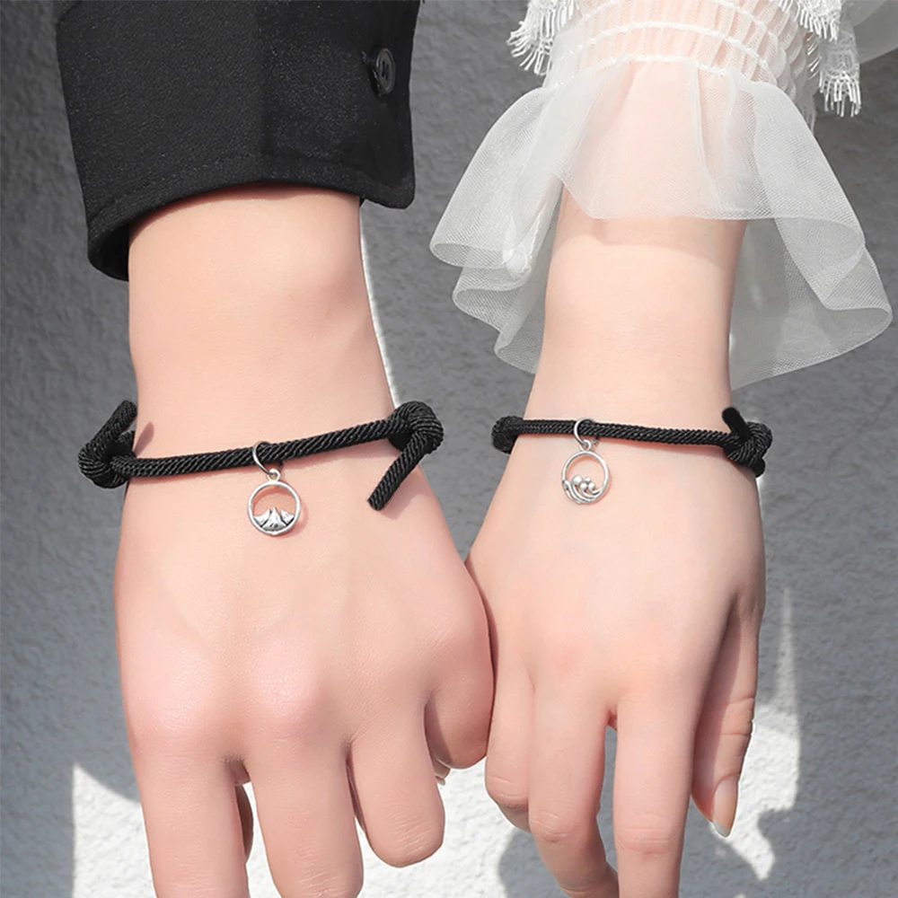 

1 Pair Couple Bracelets Magnet Attract Creative Couple Lover Bracelet Pendants Weaving Bracelet Jewelry Lover, Picture shows