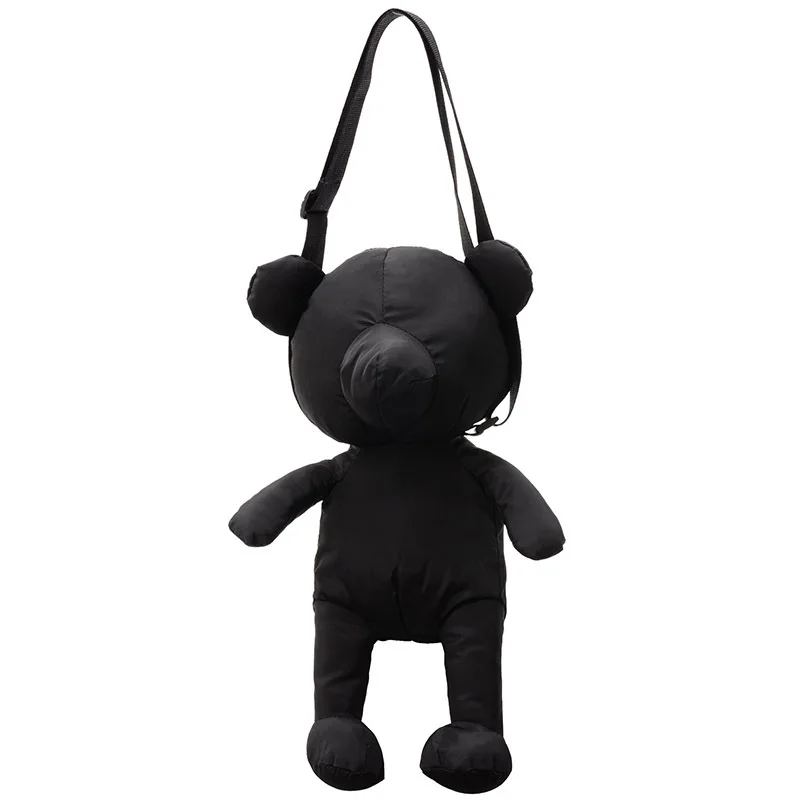 

Ins Same Paragraph Vintage Sense Tote Bag Little Black Bear Doll Messenger Bag Cool Cartoon Change Decoration Shoulder Bag