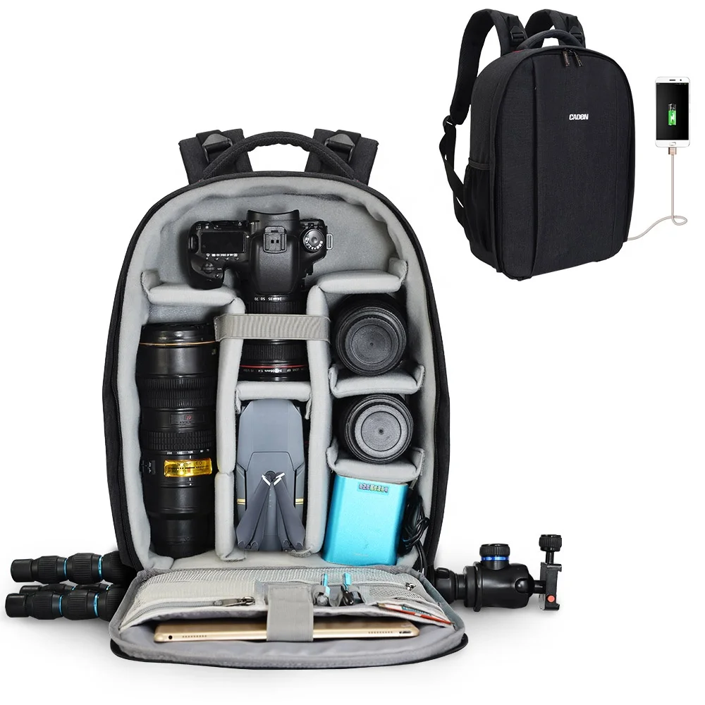 

CaDen D10 Waterproof Polyester Shockproof DSLR Photo Camera Soft Bag, Stylish DSLR SLR bag camera backpack, Black