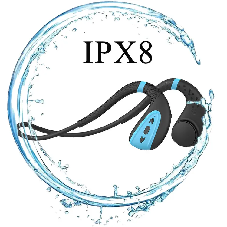 

Hot selling IPX8 completely waterproof earphones underwater wireless swimming bone conduction headphones headset with 8GB Memory
