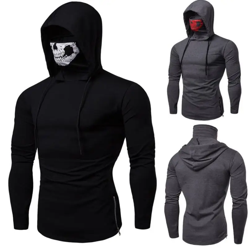 

PJ1853A latest style blank hoodies men, Black/gray