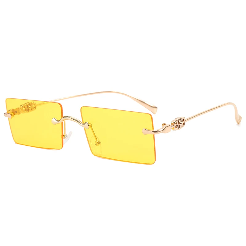 

2021 Vintage Fashion Eyewear UV400 Lens Custom Women Rimless Rectangle Sunglasses