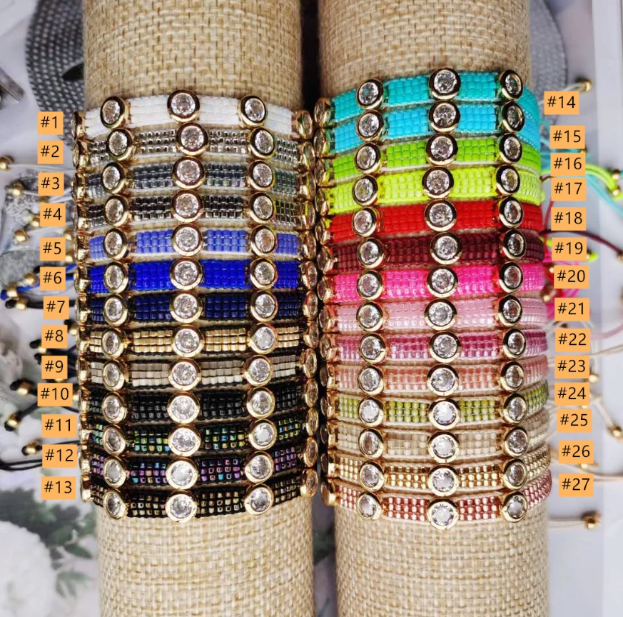 

Fashion hot crystal stone Japan imported beads Miyuki Multicolor Adjustable bracelet