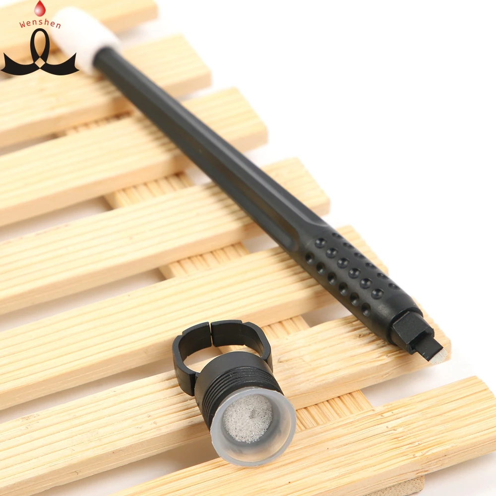 

Eyebrow Microblading Tattoo 14 Curve Blade Microblading Disposable Pen Tattoo Gun Manual Pen OEM, Black