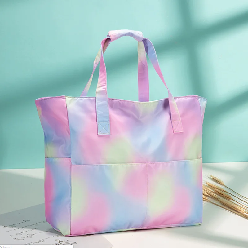 

sea waterproof Women's Leisure Beach Bag With Large Capacity striped Travel Bags Dry Separation Canvas Handbags
