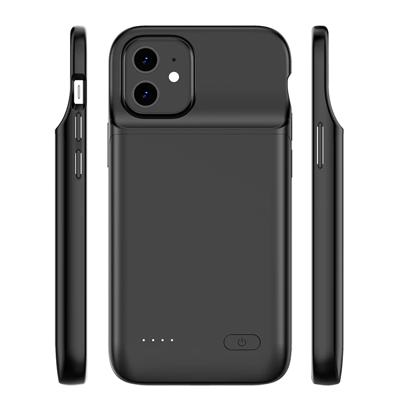 

Newest hot battery charger case for iPhone 12 Pro 4800mAh TPU full cover power phone case for iPhone extend power bank, Black