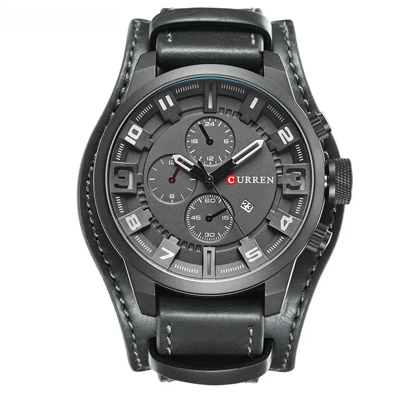 

Top Brand Luxury Mens Watches Male Clocks Date Sport Military Clock Leather Strap Quartz Business Men Watch, 5 colors