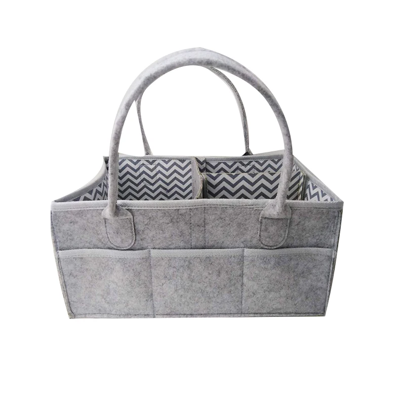 

Foldable Gray Baby Nursery tote Organizer Portable felt diaper caddy bag, Customized color