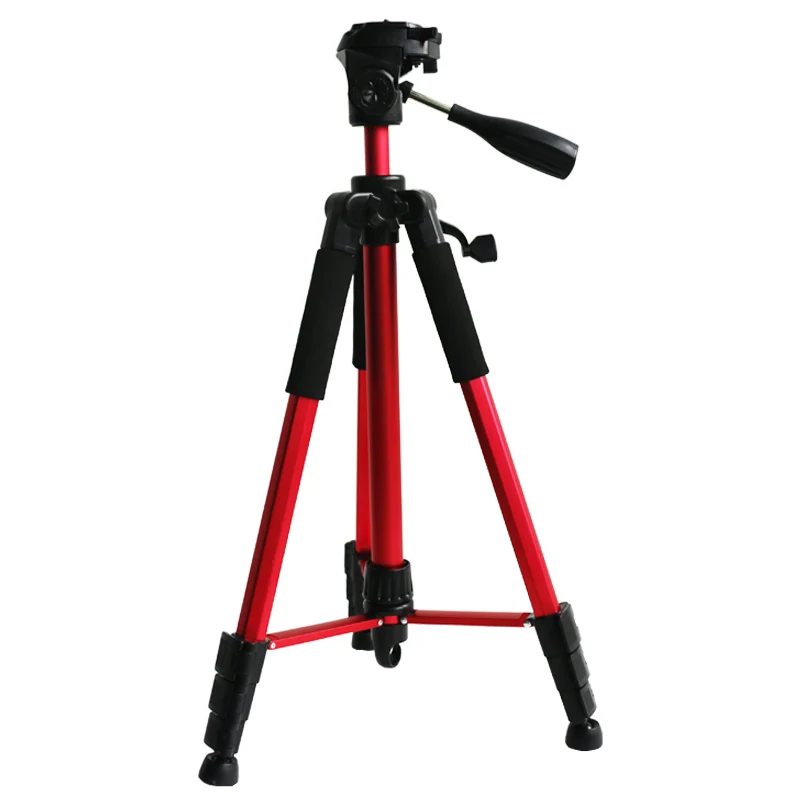 

Camera Tripod 1.7m Compact Lightweight Aluminum Tripod with Phone Clip and Carry Bag for Smartphone with bubble level, Red