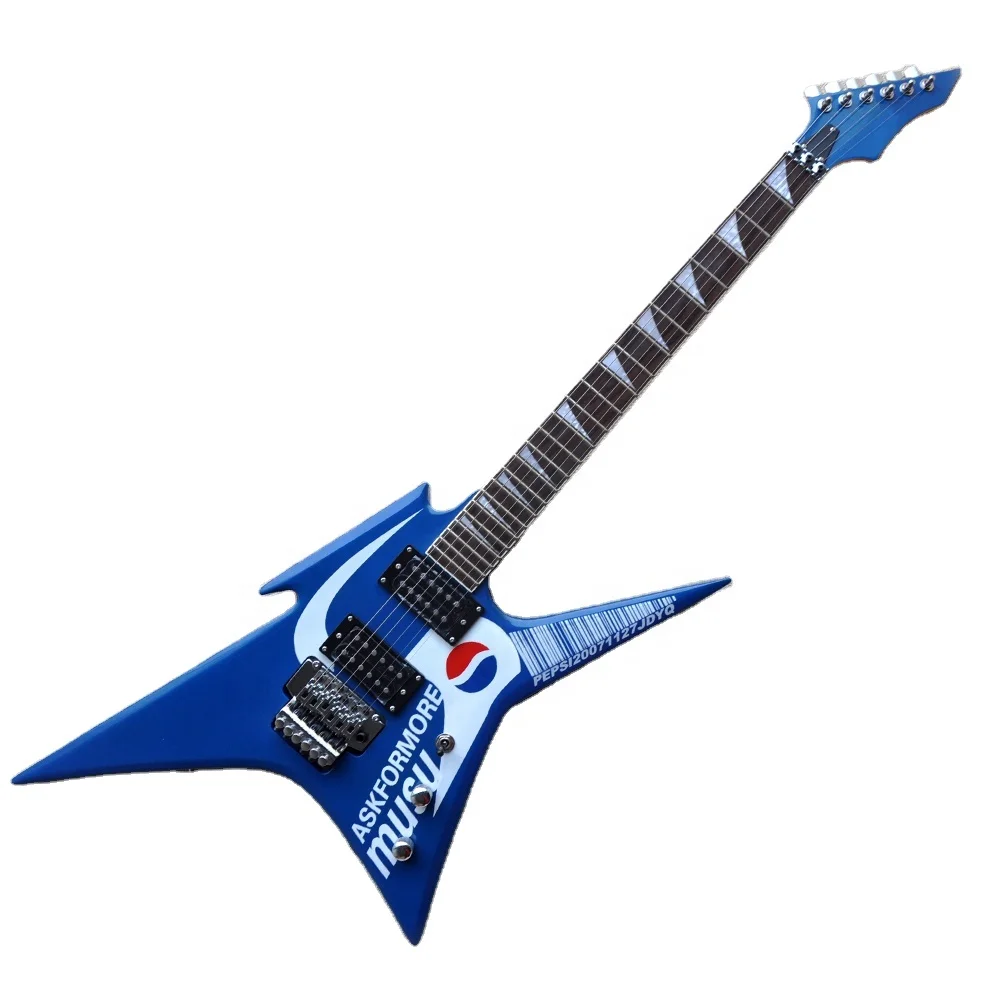 

Flyoung Cheap Price Special-shaped Blue Electric Guitar instrument musical Custom Made