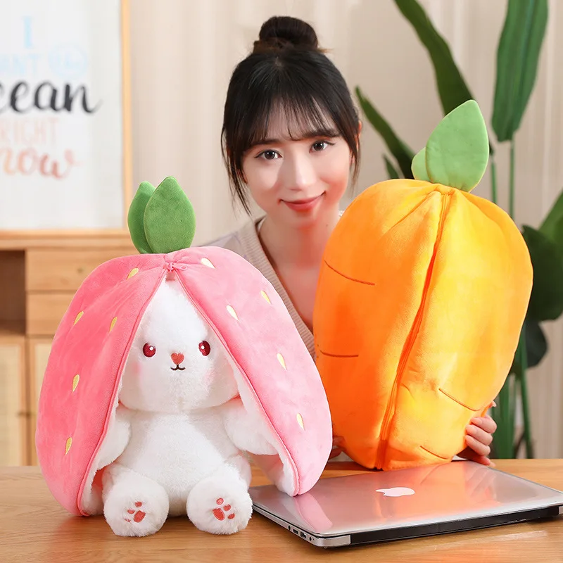 

Interesting Soft Fruit Vegetable Bunny Sleeping Pillow Strawberry Carrot Lop Eared Rabbit Sitting Animal Stuffed Plush Toy