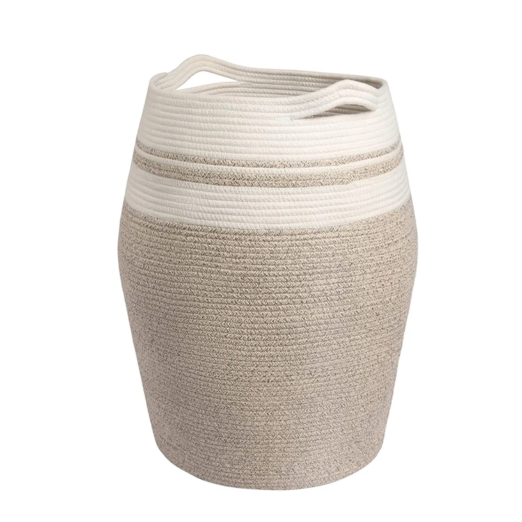 

Catalpa Yao Large Size Cotton Rope Laundry Basket Woven Rope Storage Basket Home Organization