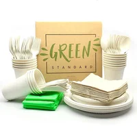 

Eco Party Set 130 piece serves 16 biodegradable cutlery compostable plates eco friendly dinnerware set
