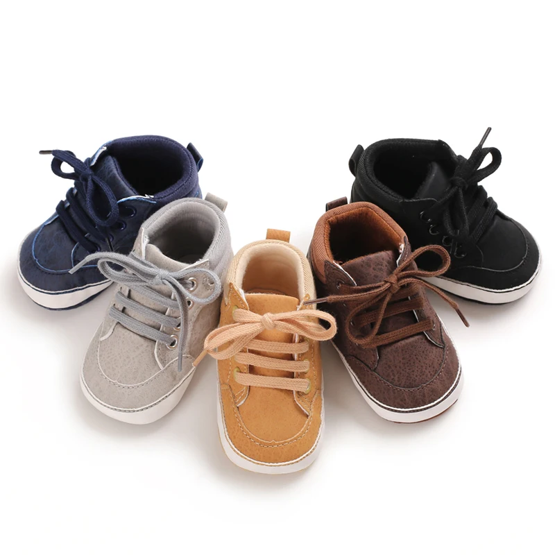 

New arrived PU Leather soft sole casual sport girl boy wholesale baby leather boots, 5 colors
