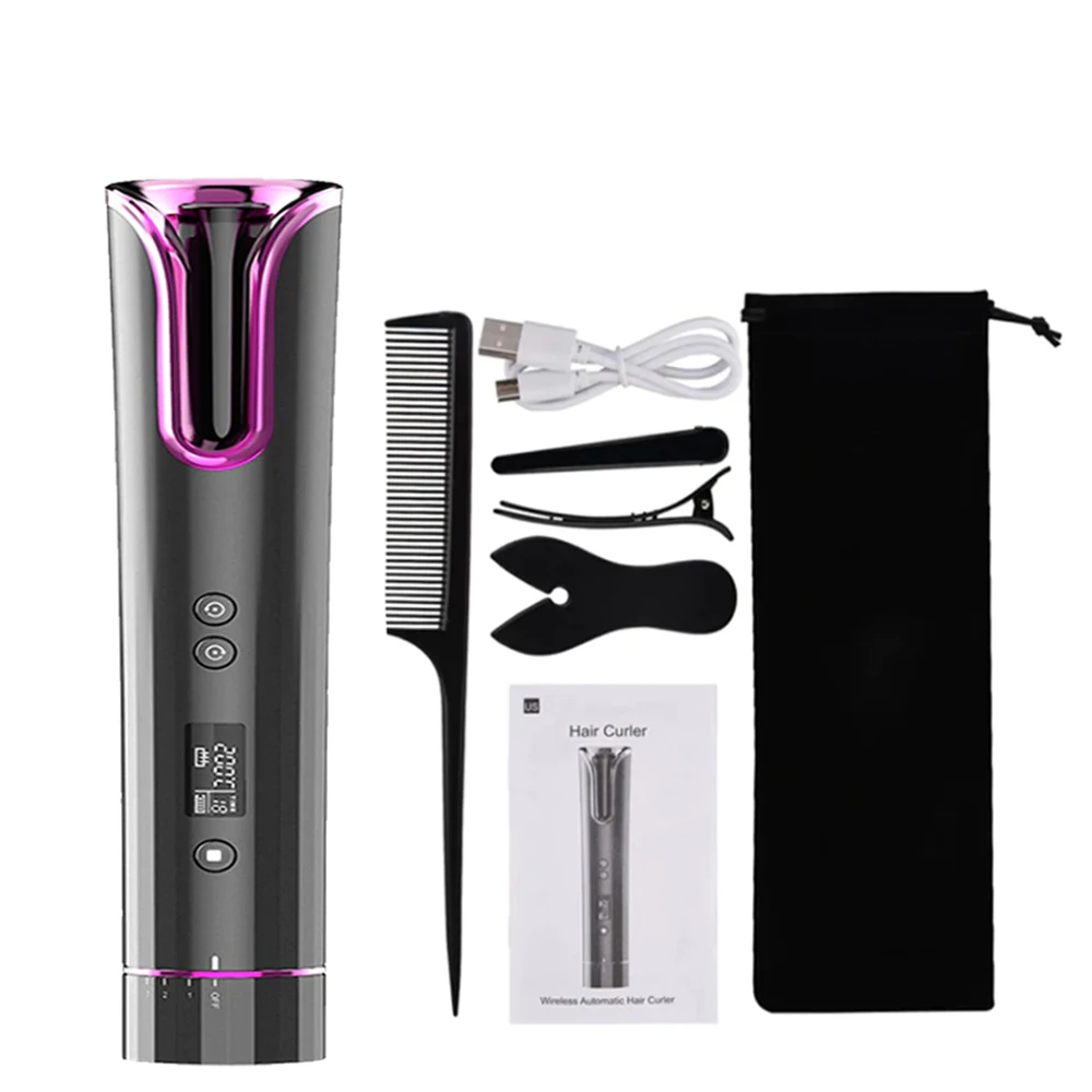 

USB Cordless Wireless Automatic Hair Curler Ceramic Iron Waver T Wave Iron Wand Air Curler