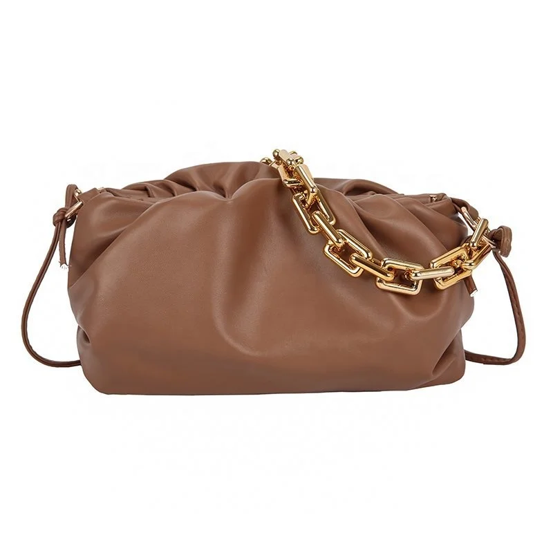 

Thick Chain PU Leather Shoulder Designer Dumpling Bag Crossbody Bag Cute Women Handbags 2021 Fashion Purses Vendors