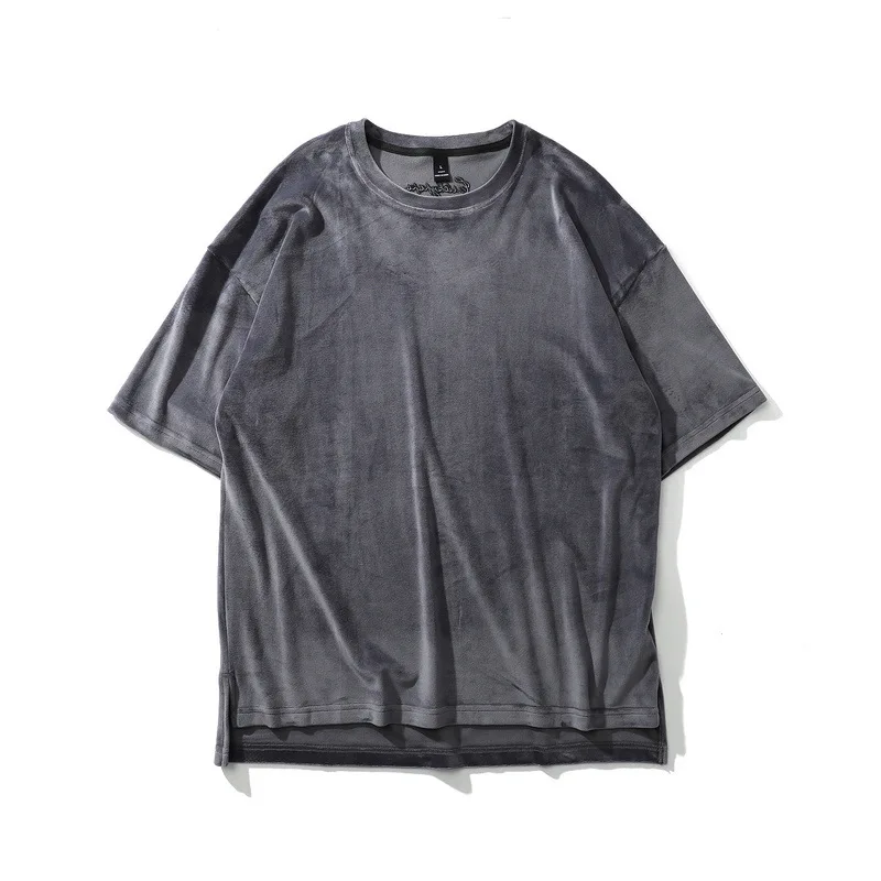 

Street Wear Hip Hop Men Custom Printing Unisex Velvet Loose Mens T Shirt Short Sleeve