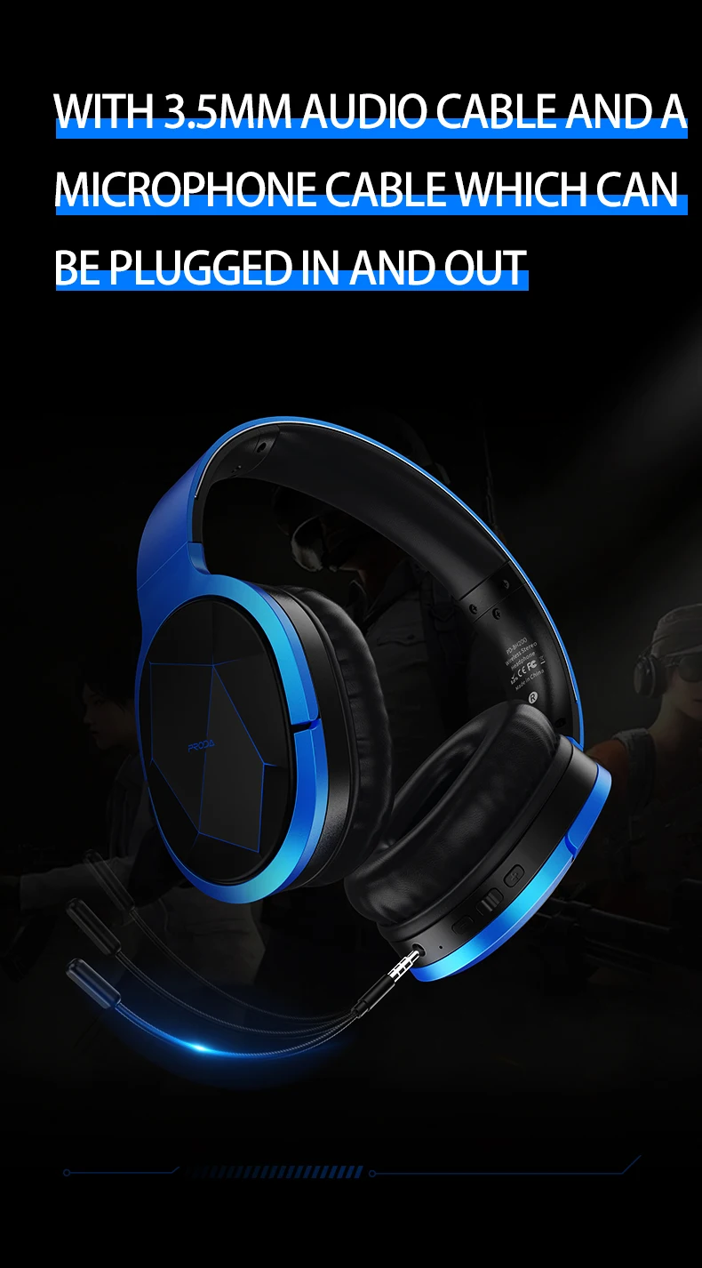 PRODA High Quality Wireless blue tooths Gaming Headphone ,Foldable Wireless Gaming Headset - ANKUX.COM