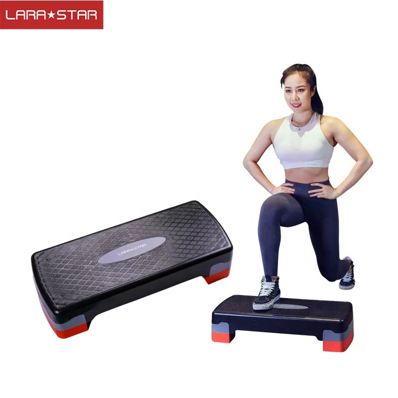 

Aerobic Step Platform Aerobics Trainer Adjustable Exercise Fitness Workout Stepper, Black-red